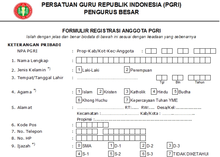 Pendaftaran PGRI Tapanuli Utara - Persatuan Guru Republik Indonesia Cabang Tapanuli Utara